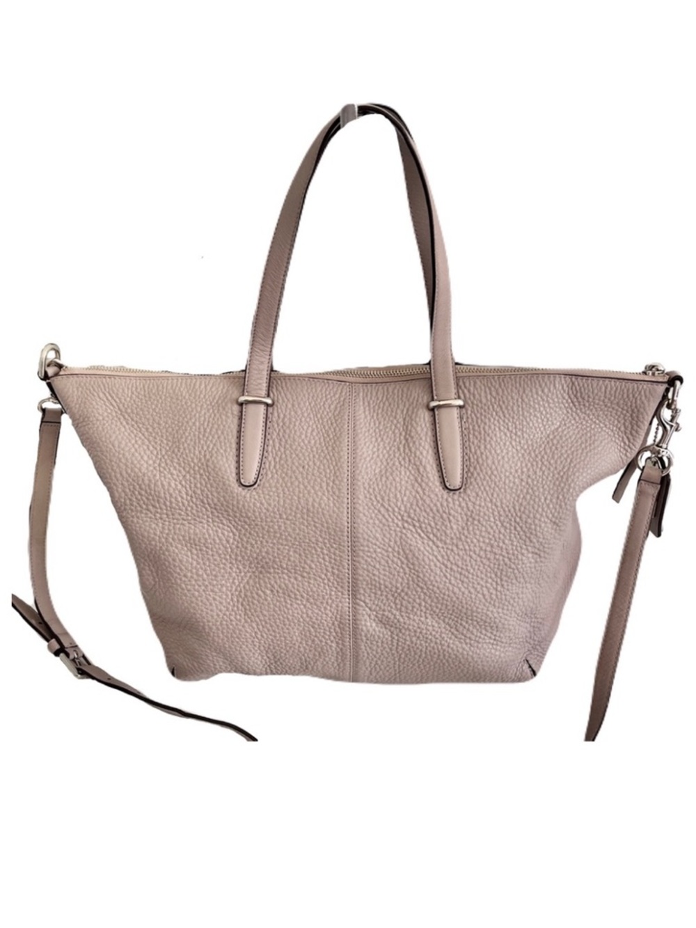 Coach Light Grey ‘Bleeker Cooper’ Pebbled Leather Satchel - Picture 3 of 9